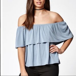 Blue off the shoulder top